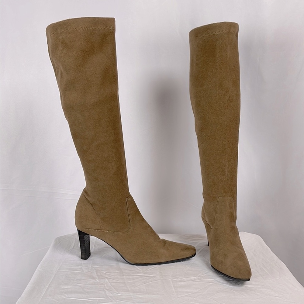 Valerie Stevens Coley Camel Brown Knee High Heeled Boots Pointed Toe Women 6.5M
